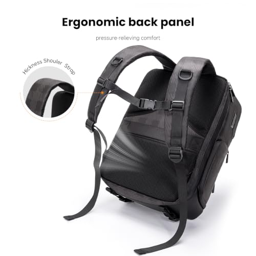 Cwatcun Camera Backpack Large PU Leather, DSLR Bag Case with Tripod Holder - color: Black, size: 9.0 Large