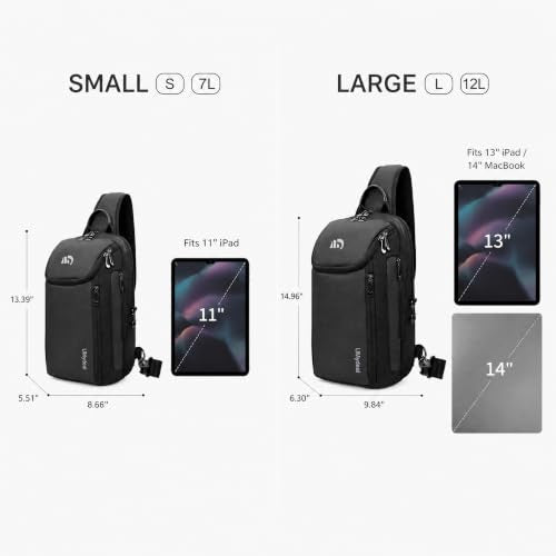 Sling Backpack RFID, Men Shoulder Crossbody Bag for 11-inch iPad Travel - color: Grey, size: Small