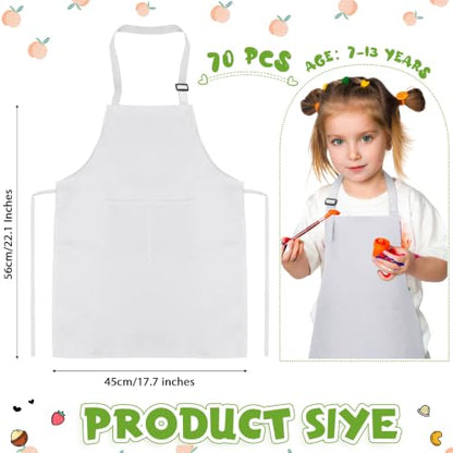 Handepo Kids Aprons Bulk Adjustable Child Painting Chef - color: White, size: 7-13years