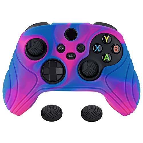 eXtremeRate PlayVital Samurai Edition Anti-slip Controller Grip Silicone Skin for Xbox Core Controller, Ergonomic Protective Case for Xbox Series S/X Controller w/Thumb Grips - Pink & Purple & Blue - color: Pink & Purple & Blue