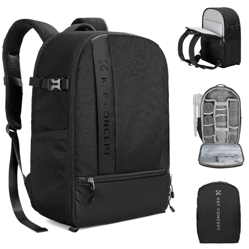 K&F CONCEPT Camera Backpacks for Photographers Travel Bag for Tripod Camera Lence Accessory with laptop compartment and Rain Cover Multi-Functional Camera Bags for Dslr Cameras - style: Classic