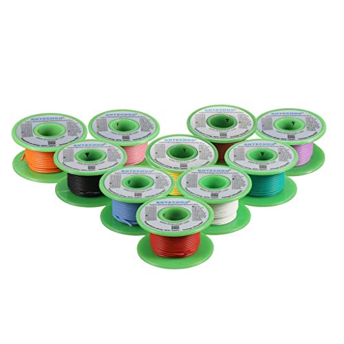 BNTECHGO 24 AWG Silicone Wire Kit 10 Color Each 50ft Stranded Tinned Copper - size: 10 Colors Each 50ft, style: 24 AWG silicone wire