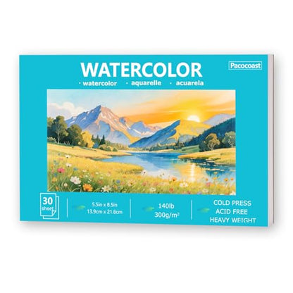 Pacocoast Small Watercolor Sketchbook 5.5"x8.5", 30 Sheets 140lb/300gsm - color: Teal, size: 5.5"x8.5"