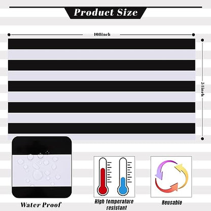 Kesfey Black Striped Tablecloth Picnic Vertical Stripe Table Cover 3 Packs - color: Black Vertical Striped