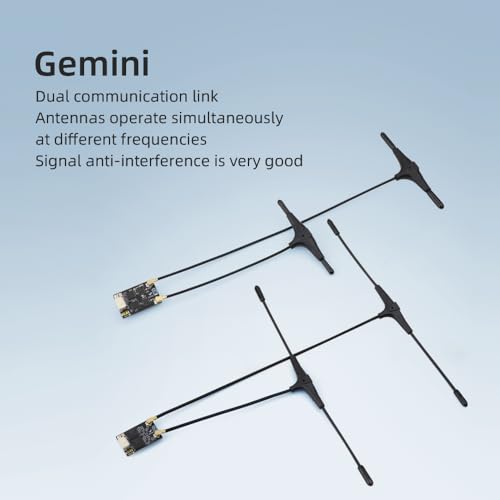 HGLRC ELRS Gemini RX Dual Diversity Receiver 2.4GHz ExpressLRS Nano Receiver with Dual RX Chains 2 Antennas TXCO Tech for FPV Drone Tiny Whooh Quadcopter