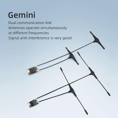 HGLRC ELRS Gemini RX Dual Diversity Receiver 2.4GHz ExpressLRS Nano Receiver with Dual RX Chains 2 Antennas TXCO Tech for FPV Drone Tiny Whooh Quadcopter