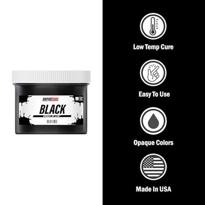 Rapid Cure® Black Plastisol Ink - Silk Screen & Screen Printing Ink, 3.5Gl - color: Black, size: 448 fl oz