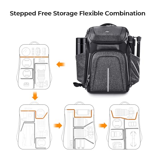 K&F CONCEPT Camera Backpack, Photography DSLR Camera Bag - color: 03-black