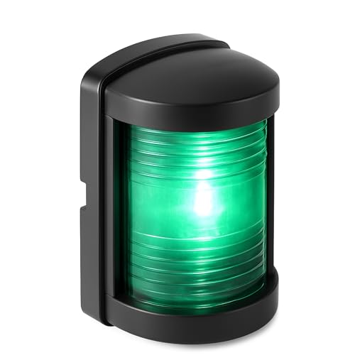 SEAFLO 11 Series Mini Sized LED Green Starboard Navigation Light 12V, 1W, IP67 Waterproof, 2NM Visibility, High-Brightness, for Boats Under 65 ft (20m) 4-Year Warranty, Black - color: Starboard (Green), size: Mini, style: Black