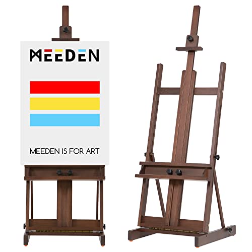 MEEDEN Heavy Duty H‑Frame Easel: Solid Beech Wood Artist Easel for Painting - color: Walnut