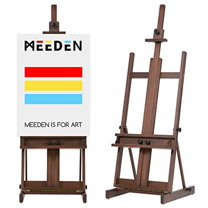 MEEDEN Heavy Duty H‑Frame Easel: Solid Beech Wood Artist Easel for Painting - color: Walnut