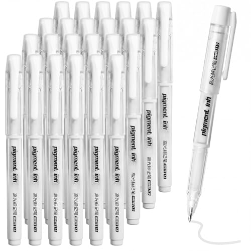 Motiskyy 24 Pcs Gold Silver White Ink Gel Pens Bulk 1mm, White - color: White