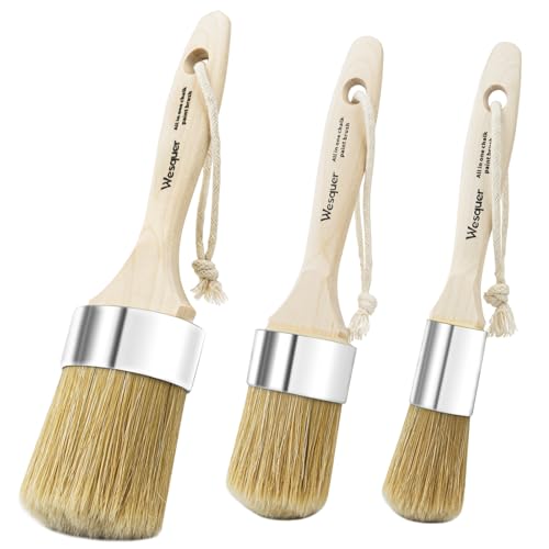 Wesquer 3-Pack All in One Paint Brush - Chalk & Wax Brushes for Furniture