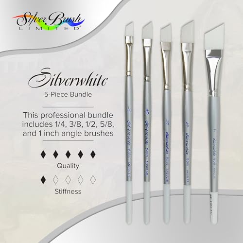 Silver Brush Limited Silverwhite Angles Watercolor Paintbrush Set, 5pc - style: 5 Pc, Short Handle Angles