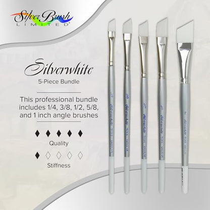 Silver Brush Limited Silverwhite Angles Watercolor Paintbrush Set, 5pc - style: 5 Pc, Short Handle Angles