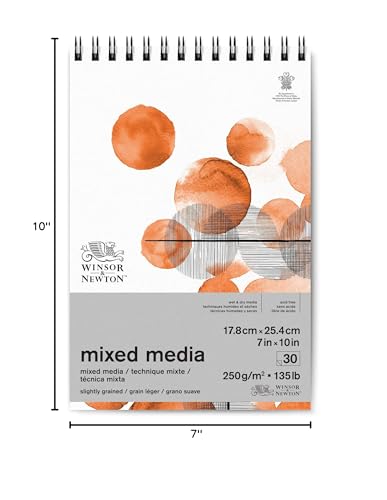 Winsor & Newton Mixed Media Pad, 7" x 10", 30 Sheets, 250gsm, White - size: 7" x 10", style: Mixed Media Pad - White
