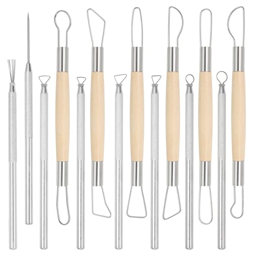 suiwotin 14pcs Ribbon & Wire Clay Sculpting Tools Set, Ceramic Ribbon Tool