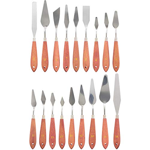 U.S. Art Supply 18-Piece Stainless Steel Palette Knife Set