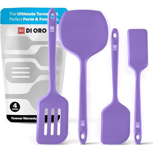 DI ORO Silicone Turner Spatula Set - 600F Heat Resistant, 4-Pc Lavender - color: Lavender