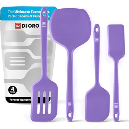 DI ORO Silicone Turner Spatula Set - 600F Heat Resistant, 4-Pc Lavender - color: Lavender