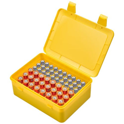 ALCYON Battery Organizer Box for 24 AA & 30 AAA Batteries-Yellow - color: yellow