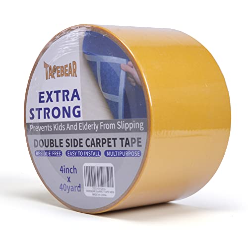 TAPEBEAR Double Side Carpet Tape 4inch x 40Yard Rug Tape Carpet Gripper - color: Yellow Design, size: 4-Inch x 40Yards