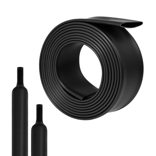 1" 3:1 Large Heat Shrink Tubing Dual Wall Adhesive Lined Shrink Wrap Tubing Insulation Sealing Waterproof Oil-Proof Anti-Friction (Black, 6.5ft) - color: Black, size: 25.4mm(1")-6.5ft