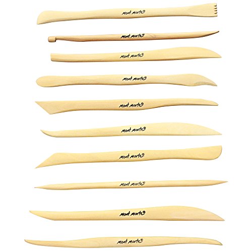 Mont Marte Boxwood Mini Clay Modeling Tools 10 Piece. Set of Double Ended Pieces Providing 20 Tools. Suitable for Cutting, Carving and Smoothing