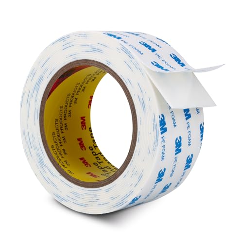 3M Double Sided Tape Heavy Duty 2 in x 16.5ft Removable PE Foam Tape - color: White, size: Width: 2''
