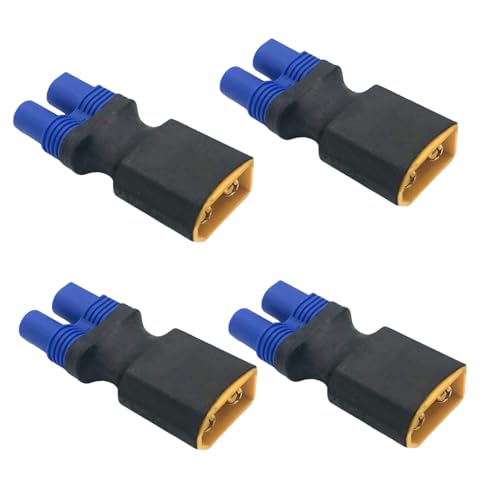 4pcs XT60 Male to EC3 Female Connectors - No Wires Adapter for RC LiPo Batteries and Chargers