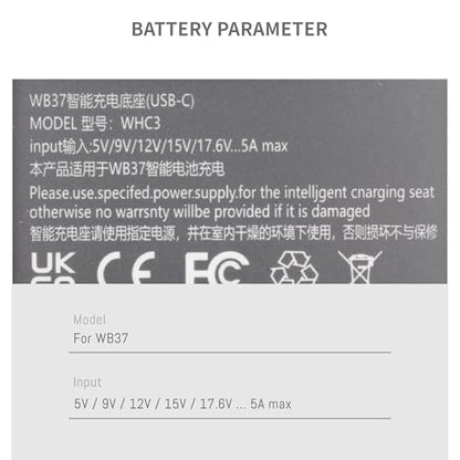 WB37 Battery Charging Hub for DJI WB37 Battery, with USB C Cable Support 65W PD (Only 1 Charger)