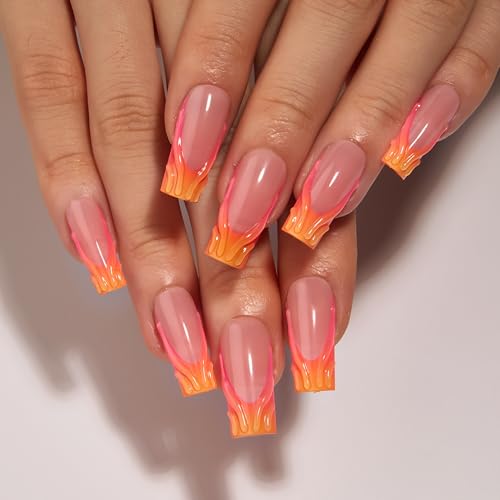 CurvLife Long Coffin Press On Nails, 3D, Soft Gel - color: 3D nails