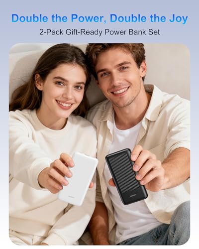2-Pack Power Bank, 10000mAh 22.5W Fast Charging Portable Charger - color: Black & Black