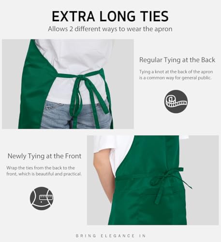 Syntus Apron for Men Women, Adjustable Cooking Kitchen Apron with 2 Pockets - color: Basic Green, style: 2 Polyester