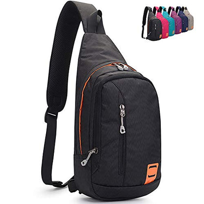 Peicees Small Sling Backpack Waterproof Unisex Shoulder Bag Chest Crossbody Daypack - color: 2_black, size: Small