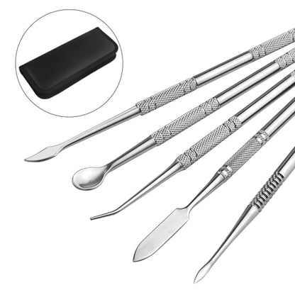 TOVOT 10PCS Stainless Steel Clay Sculpting Tools with Storage Bag Metal Sculpting Tools Double-Side Clay Modeling Tools Wax Carving Tools