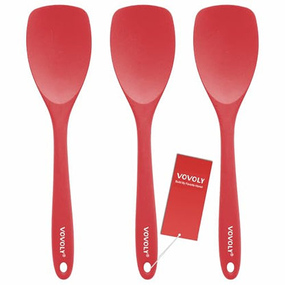 Vovoly Silicone Spatula Spoon Set, 11 IN, Red, Spoonulas Heat Resistant - color: Red Spoonula set
