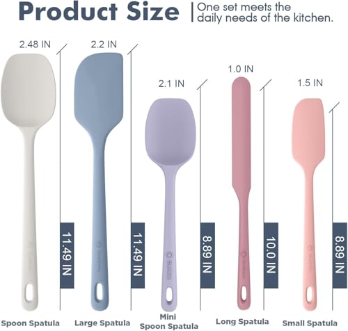 ChefAide 5 Pieces Silicone Spatulas Set, Heat Resistant Rubber Spatula - color: Pale Terracotta, size: 5 pieces