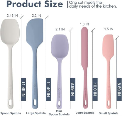 ChefAide 5 Pieces Silicone Spatulas Set, Heat Resistant Rubber Spatula - color: Pale Terracotta, size: 5 pieces