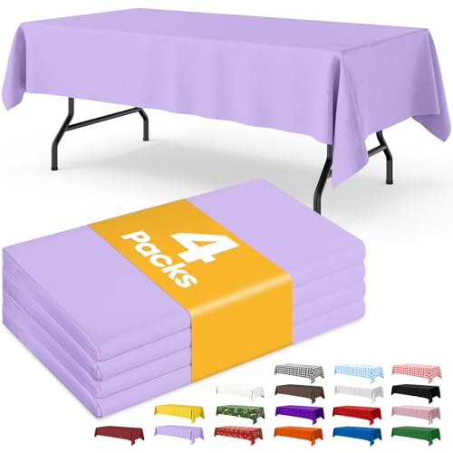 Niuara Lavender Plastic Table Cloth Disposable, 4 Pack, 54 x 108 in - color: Lavender, size: 54" x 108" - 4 Packs