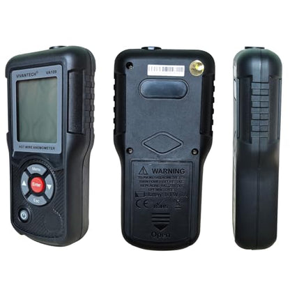 VA109 Professional Anemometer – Wind Speed Meter for Air Flow, Velocity, Temperature – HVAC CFM Meter CMM Tester with Backlit LCD, Max/Min, Auto Shutdown