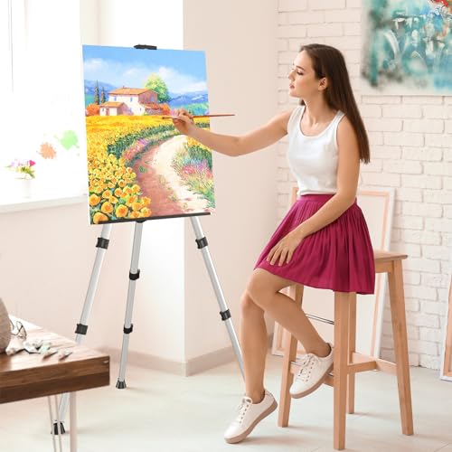Art Painting Easel Stands, Adjustable Display Tripod Artist Sign Easels - style: Silver-2pack