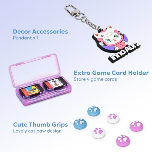 Switch Case for NS Switch, innoAura 17 in 1 Switch Accessories Bundles with Switch Carrying Case, Switch Game Case, Switch Protective Case, Switch Screen Protector (Blue-purple Gradient) - color: Blue Purple