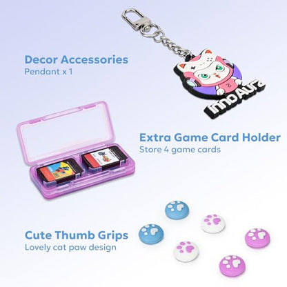Switch Case for NS Switch, innoAura 17 in 1 Switch Accessories Bundles with Switch Carrying Case, Switch Game Case, Switch Protective Case, Switch Screen Protector (Blue-purple Gradient) - color: Blue Purple