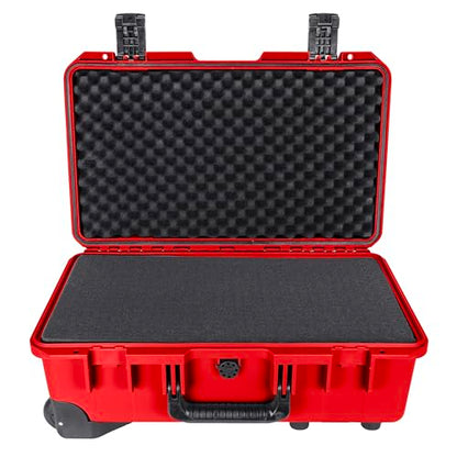 Eylar 22" Intact Premium Series Rolling Carry-On Hard Case with Wheels, IP67 Waterproof Crushproof, TSA Approved Travel Luggage, Customizable Pluck Foam for Cameras, Drones, Gear (Red) - color: Red