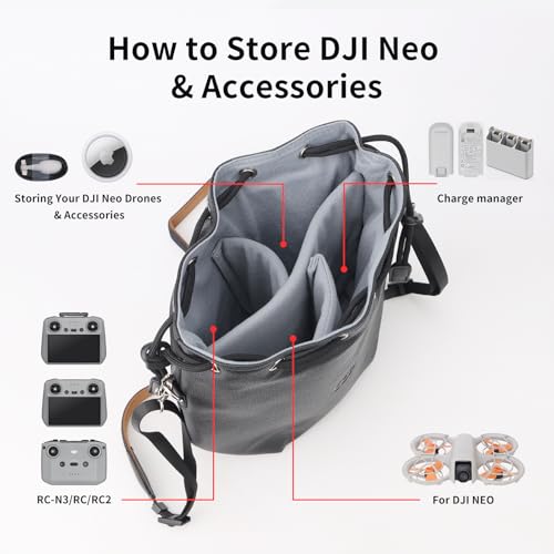 Drawstring Mini 4K 3 4 5 Pro Drone Camera PU Leather Crossbody Shoulder Bag - color: Olive Green