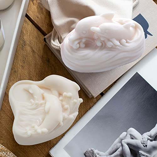 2Pcs Soap Molds Dolphin Silicone Molds 3D Sea Dolphin Shape Soap Candle Wax Mould Marine Epoxy Resin Casting Polymer Clay Art Craft Making Chocolate Fondant Cake Baking Mould Home Wedding Gift Decor - color: 2pc Dolphin