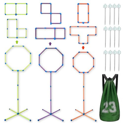 6-in-1 Drone Obstacle Course Kit with Carry Bag - 6 Shapes Multi-Configuration FPV Racing Gates, Wind-Resistant Ground Stakes, Training Set for RC Quads & Micro Drones (3-Size Set)