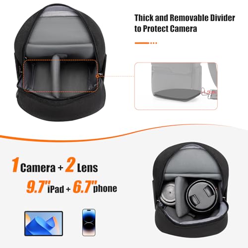 Cwatcun Large Camera Sling Bag, Crossbody Chest Bag with Tripod Holder - color: Black, size: Large