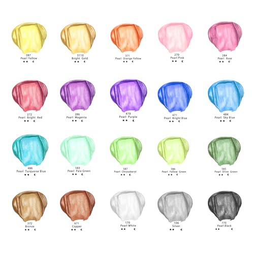Artecho Acrylic Paint Set 20 Metallic Colors 2oz/59ml with 10 Brushes - color: 20 Metallic Colors